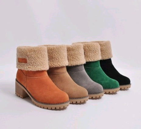 Brenda – Bottes à Talon Épais en Suède Vegan Premium