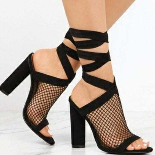 Natalie – Sandales à talons croisés en suédine