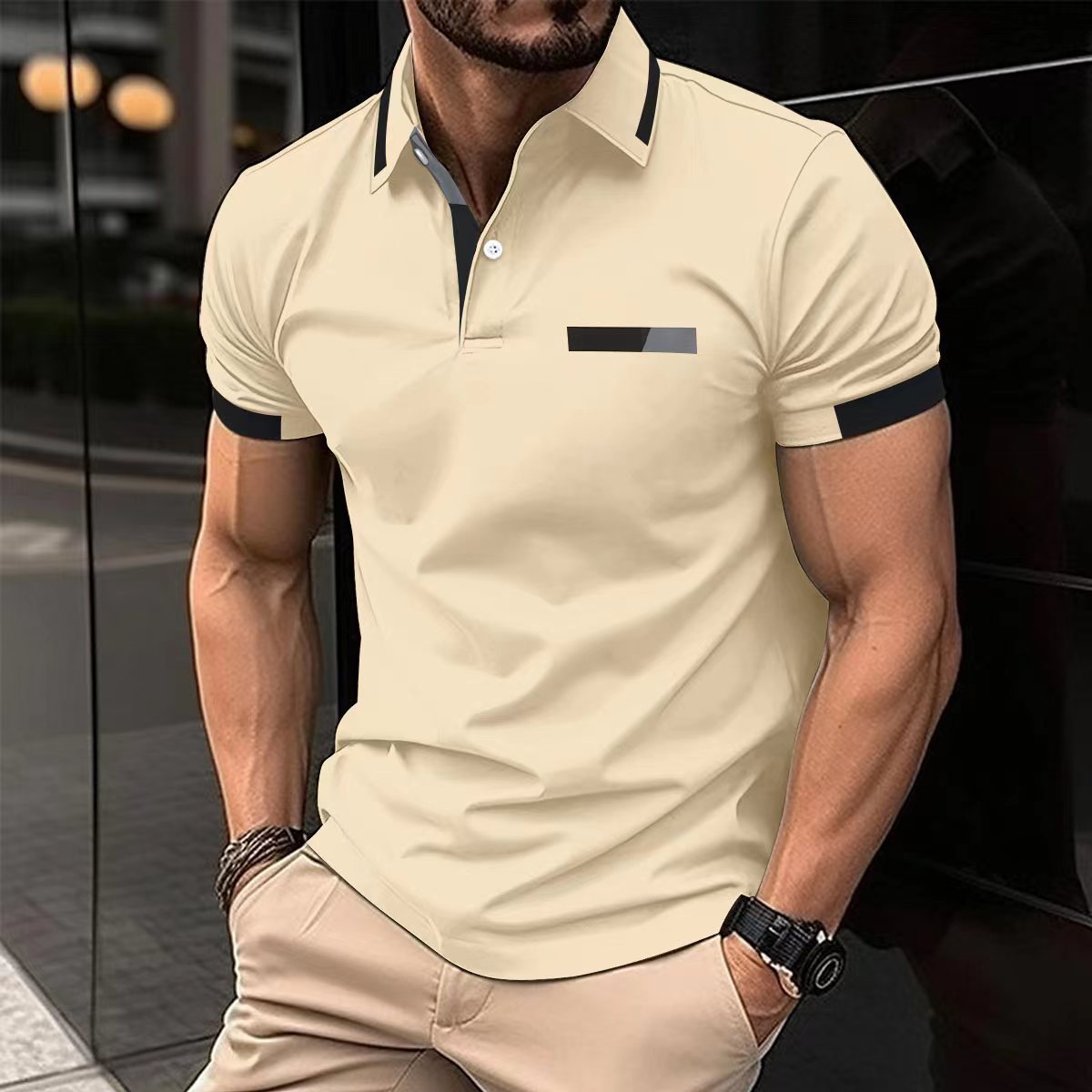 Oliver – Polo pour homme avec poche poitrine et boutons