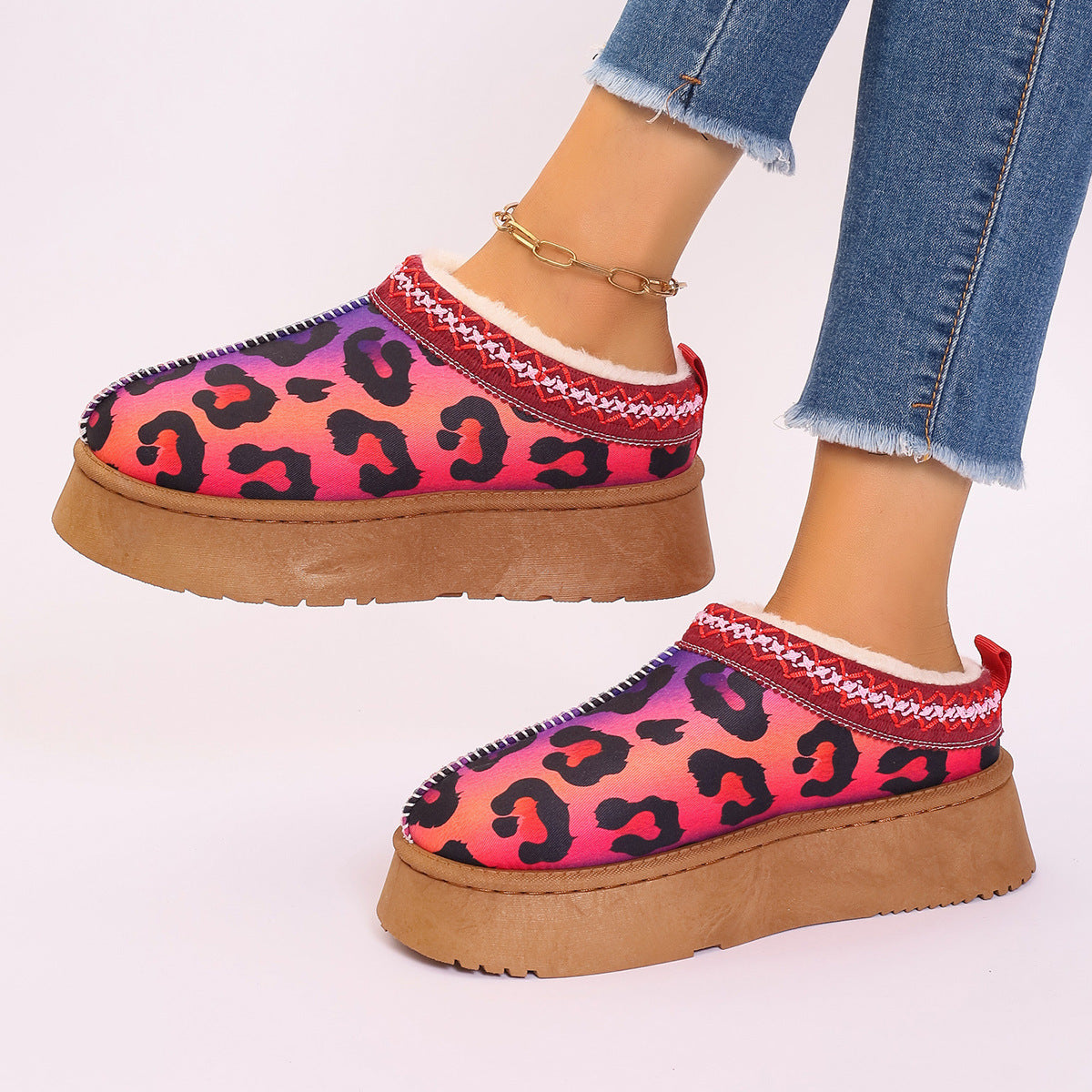 Mary – Bottines à Imprimé de Noël pour Femmes avec Doublure en Peluche