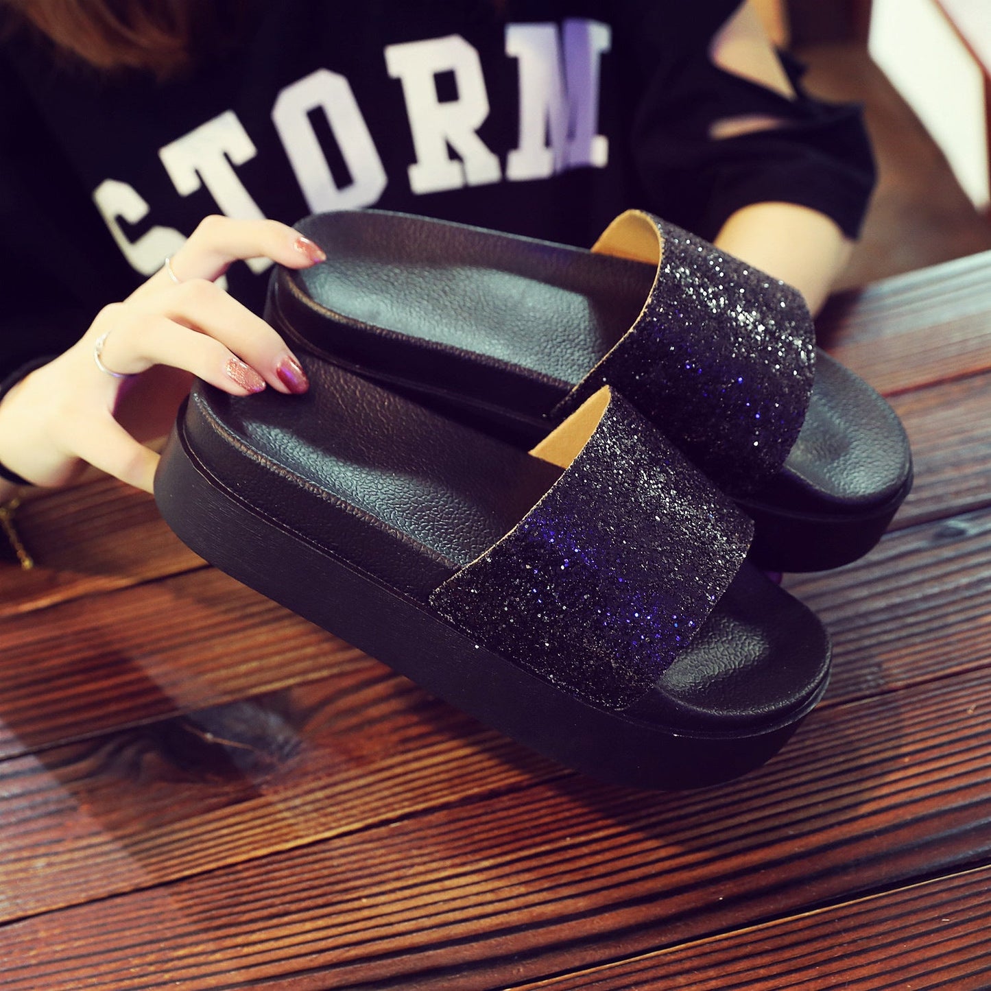 Kimberley – Chaussures mi-hautes à paillettes pour femmes