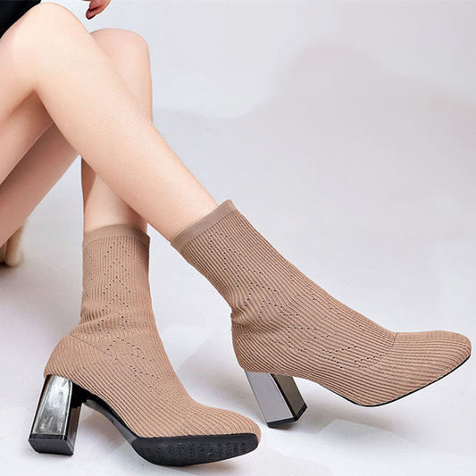 Julie – Bottes Élastiques à Talons Hauts pour Femmes
