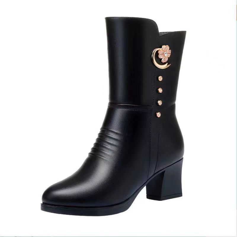 Emma – Bottines mi-mollet en coton avec doux cuir vegan