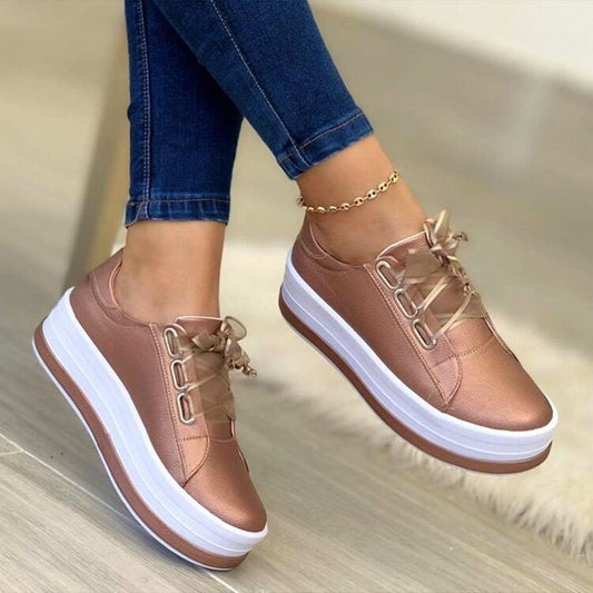 Georgina – Baskets plates pour femmes avec lacets à nœuds