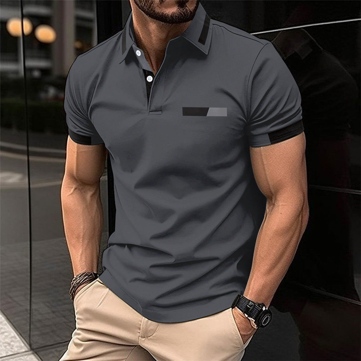 Oliver – Polo pour homme avec poche poitrine et boutons