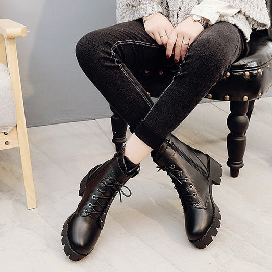 Barbara – Bottines à Lacets avec Boucle et Semelle Épaisse