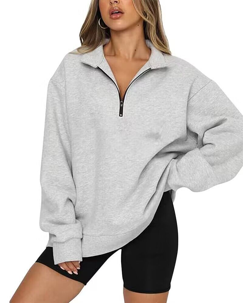 Dawn – Sweat-shirt femme avec zip et col rabattu