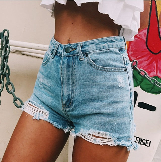 Tracy – Shorts en Jean Rétro pour Femmes avec Déchirures
