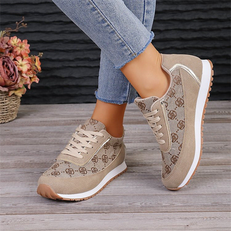 Diana – Baskets à Lacets Motif Fleuri Léger Respirant Femme