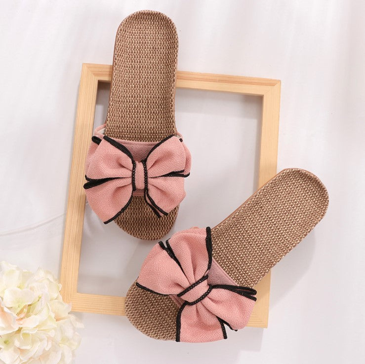 Emma – Slipper d'été avec nœud et lin plat