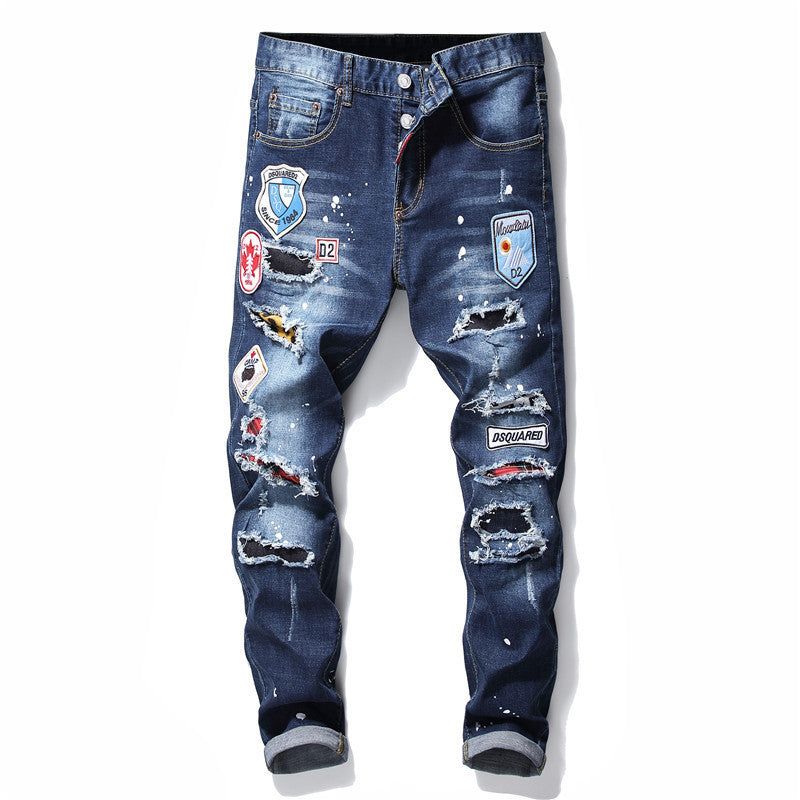 Dominic – Jean Slim Fit pour Homme avec Fermeture Éclair et Trous