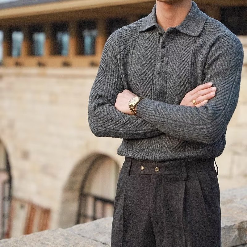 Gareth – Strickpullover mit Revers für Herren im Winter