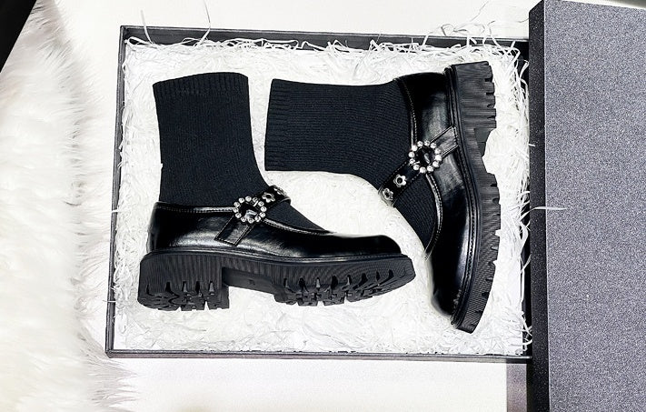 Denise – Bottines à semelle épaisse style chaussette pour femmes