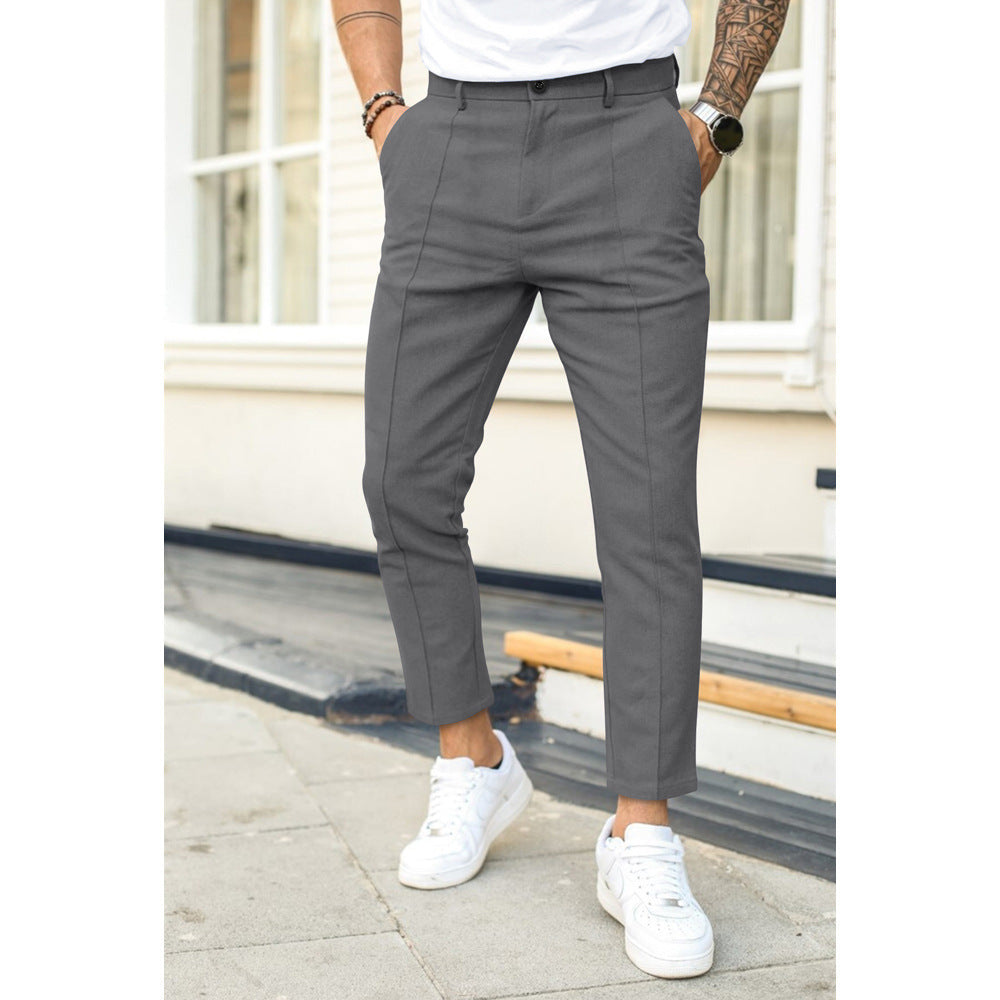 Frank – Pantalon de Costume Confortable pour Homme avec Double Ligne de Pli en Uni