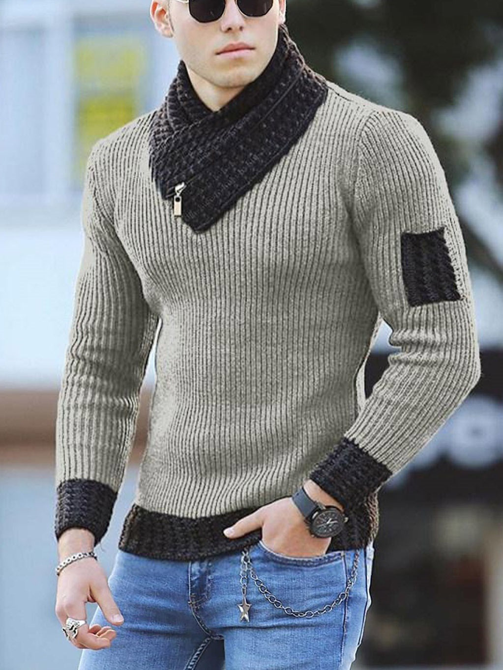 Harold – Slim Fit Pullover mit hohem Kragen