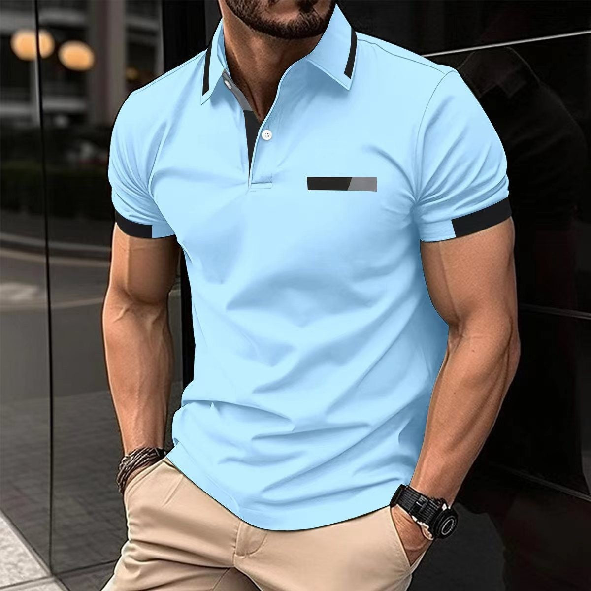 Oliver – Polo pour homme avec poche poitrine et boutons