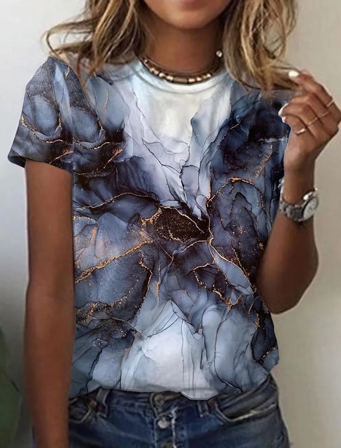 Margaret – T-shirt à Manches Courtes avec Imprimé Rétro Abstrait