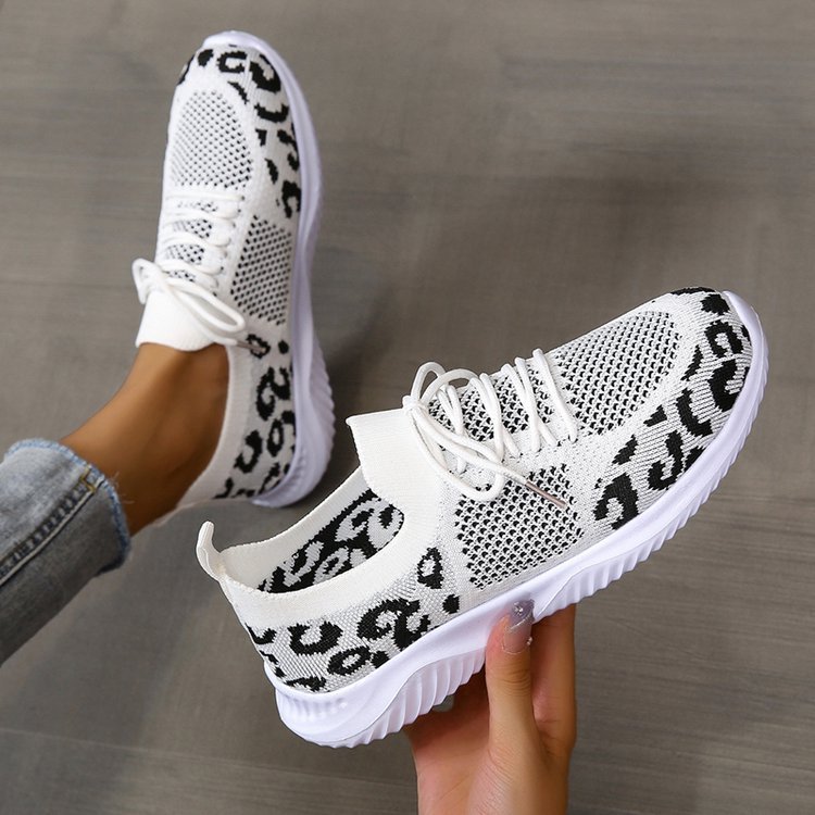 Sandra – Sneakers à Lacets Motif Léopard pour Femmes