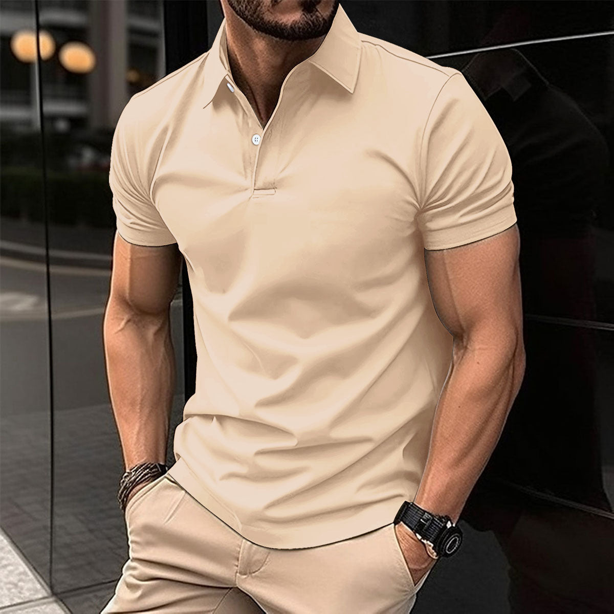 Fred – Polo à Manches Courtes pour Hommes en Couleurs Unies