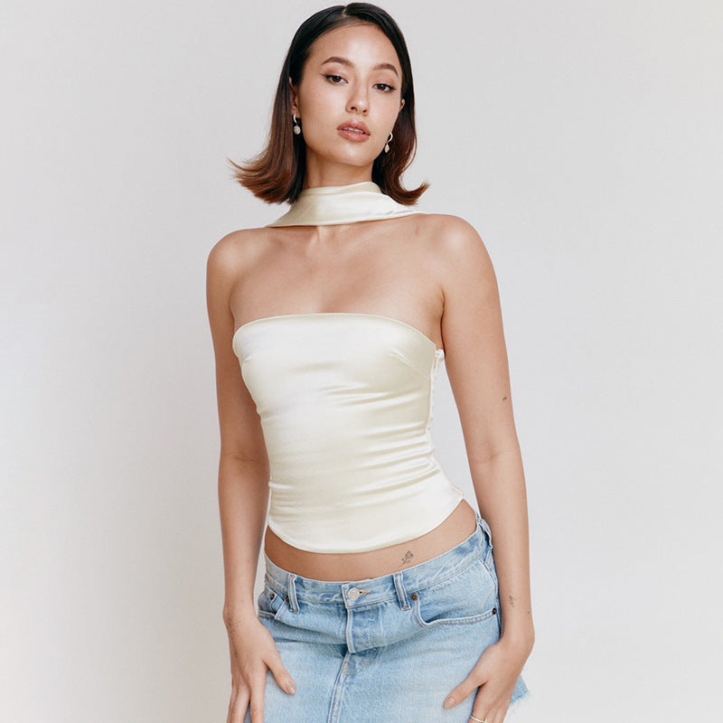 Rose – Élégant haut tube asymétrique pour femme