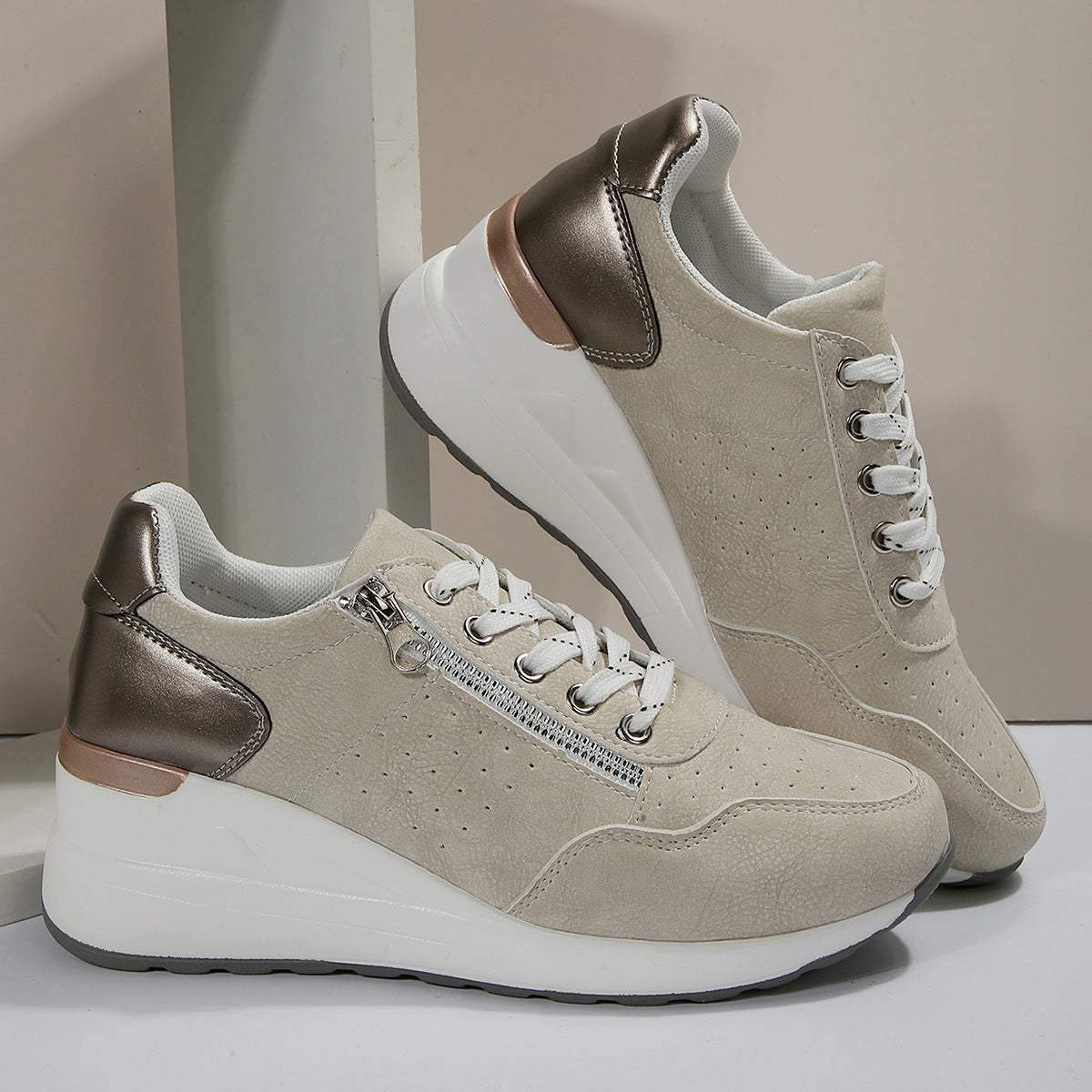 Jean – Chaussures de sport confortables pour femme avec semelle épaisse