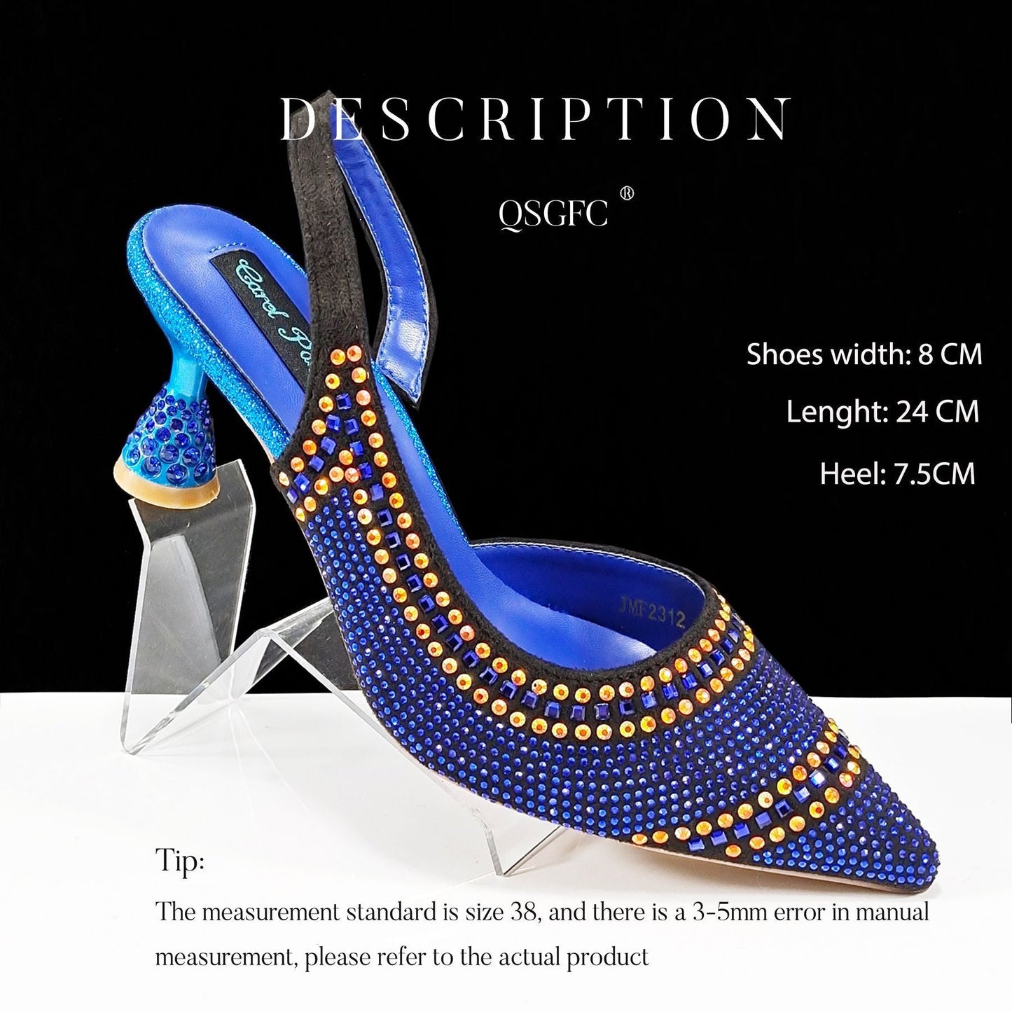 Andrea – Talons hauts à rayures avec strass