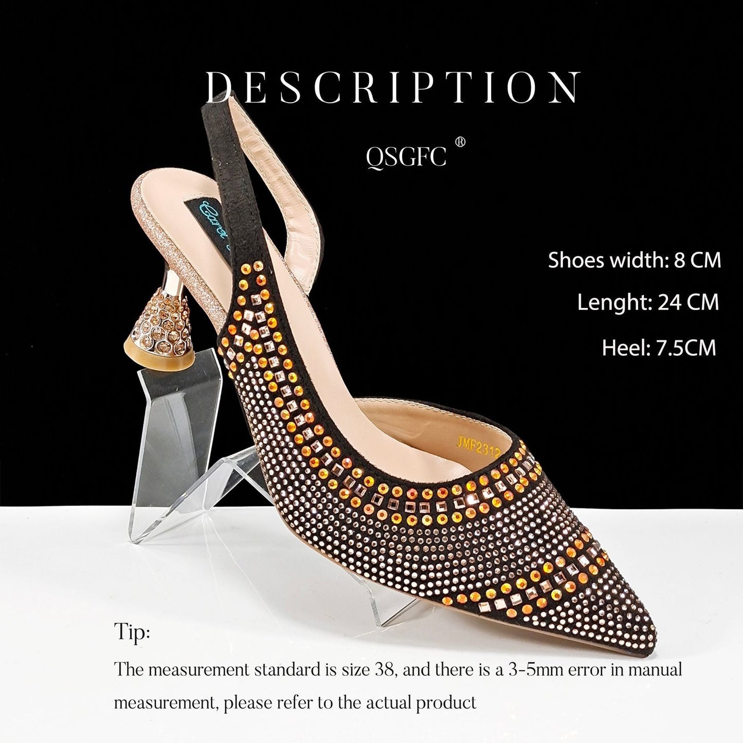 Andrea – Talons hauts à rayures avec strass