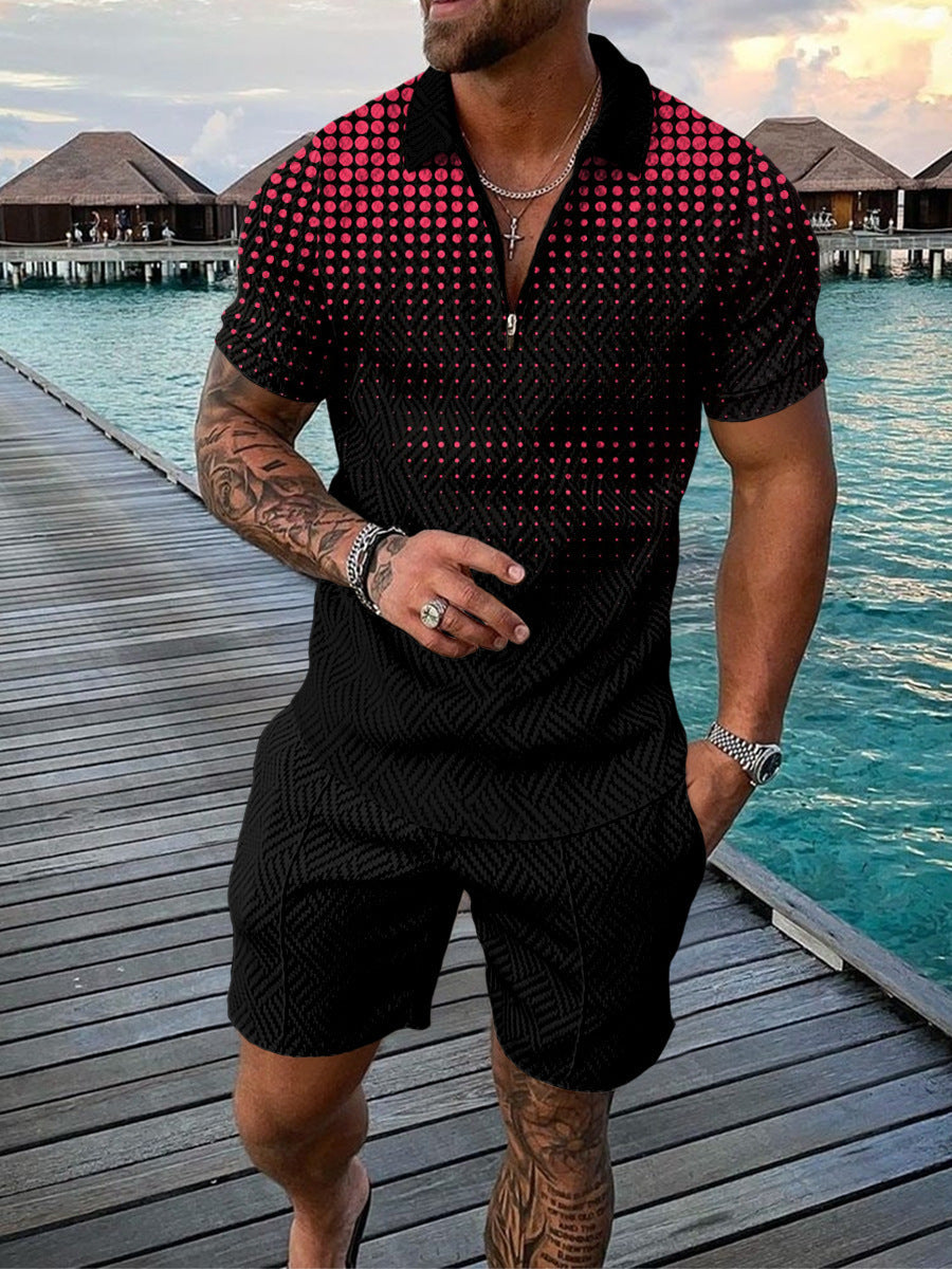 Chris – Polo pour homme avec accent de couleur et fermeture éclair