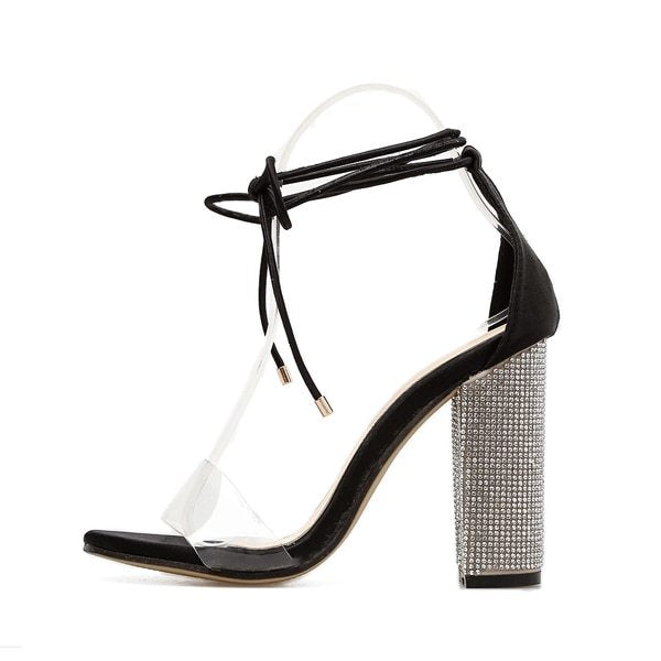 Gabrielle – Sandales à Talon Romaines avec Strass et Bandes