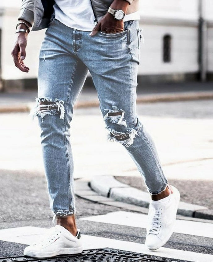 Mitchell – Jeans Skinny Déchirés pour Hommes Style Streetwear