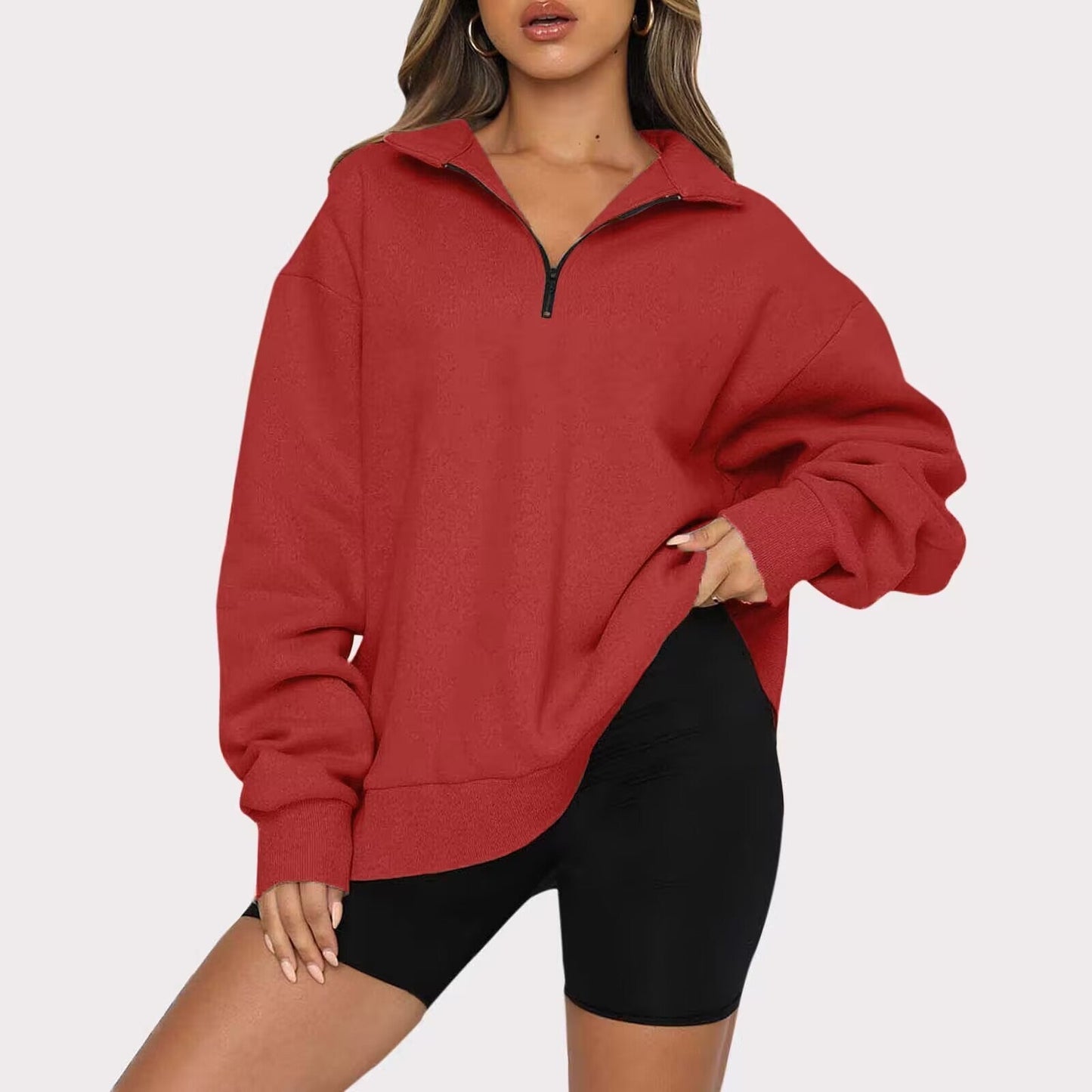 Dawn – Sweat-shirt femme avec zip et col rabattu
