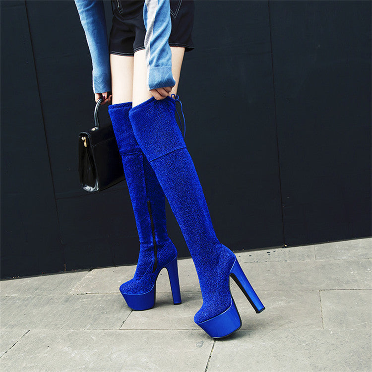 Anna – Bottines Sexy à Paillettes et Plateforme