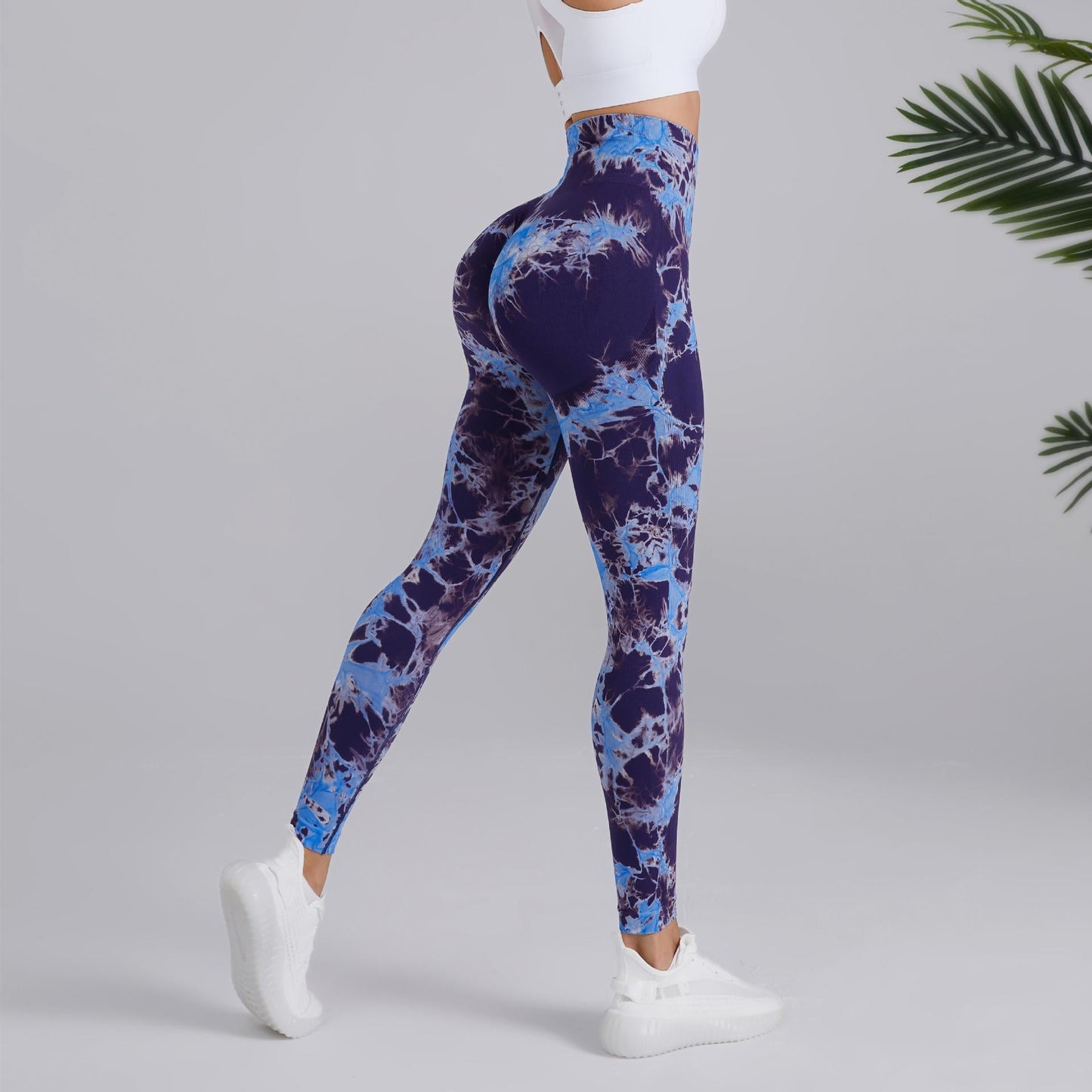 Sophie – Pantalon de yoga taille haute sans couture à motif tie-dye pour femmes