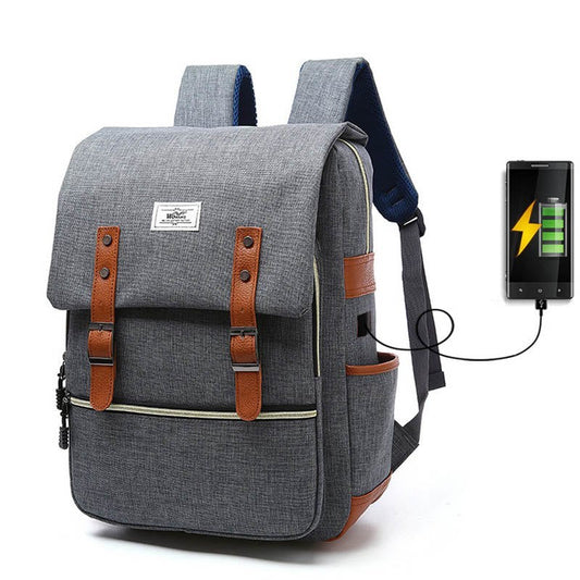 Douglas – Sac à dos vintage en toile avec port USB