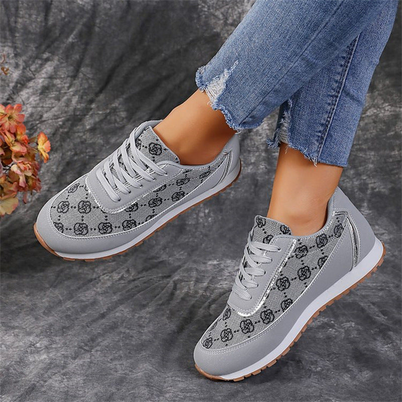 Diana – Baskets à Lacets Motif Fleuri Léger Respirant Femme