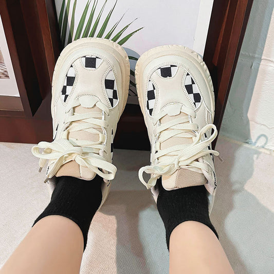 Jasmine – Chaussures de Sport Rétro à Carreaux et Grande Pointe