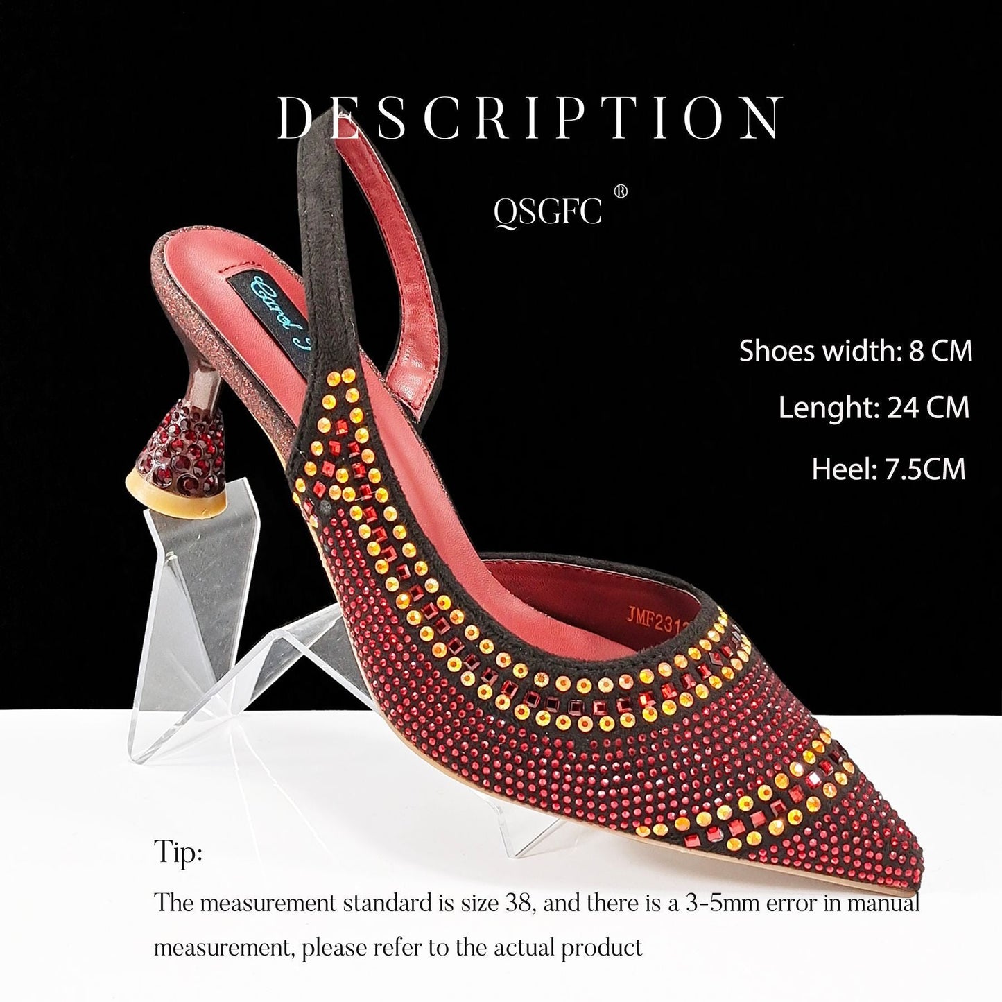 Andrea – Talons hauts à rayures avec strass