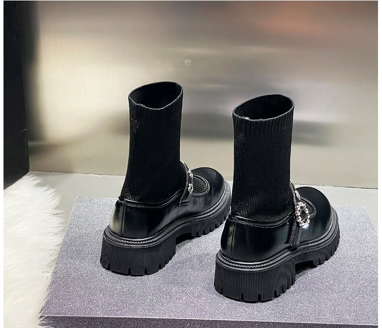 Denise – Bottines à semelle épaisse style chaussette pour femmes