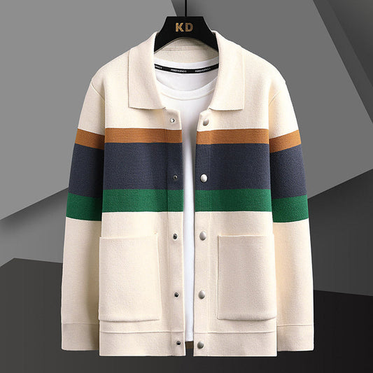 Stanley – Cardigan avec Revers Automnaux et Harmonisation des Couleurs