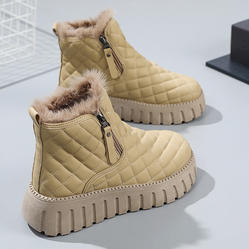 Megan – Bottines à plateforme à motif carreaux avec fermeture éclair latérale