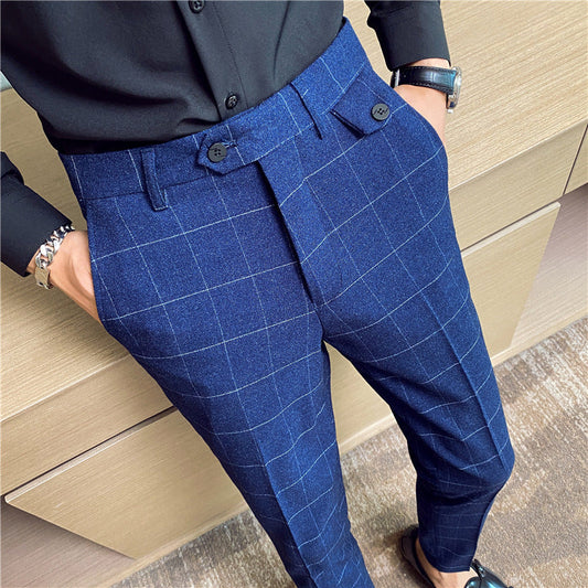 Noel – Elegante schmal geschnittene Herren-Pantalons im britischen Karomuster