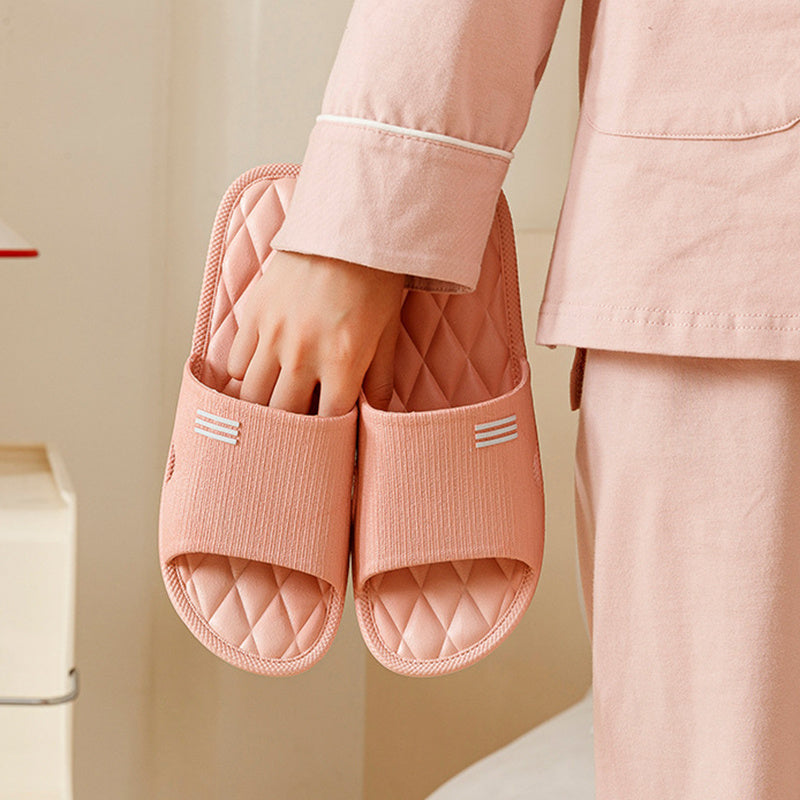 Rose – Chaussons à carreaux pour couples, antidérapants