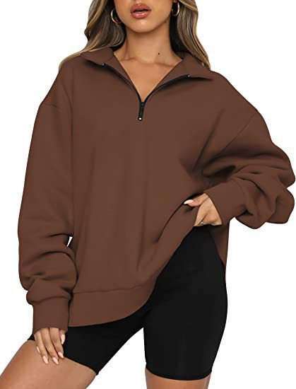 Dawn – Sweat-shirt femme avec zip et col rabattu
