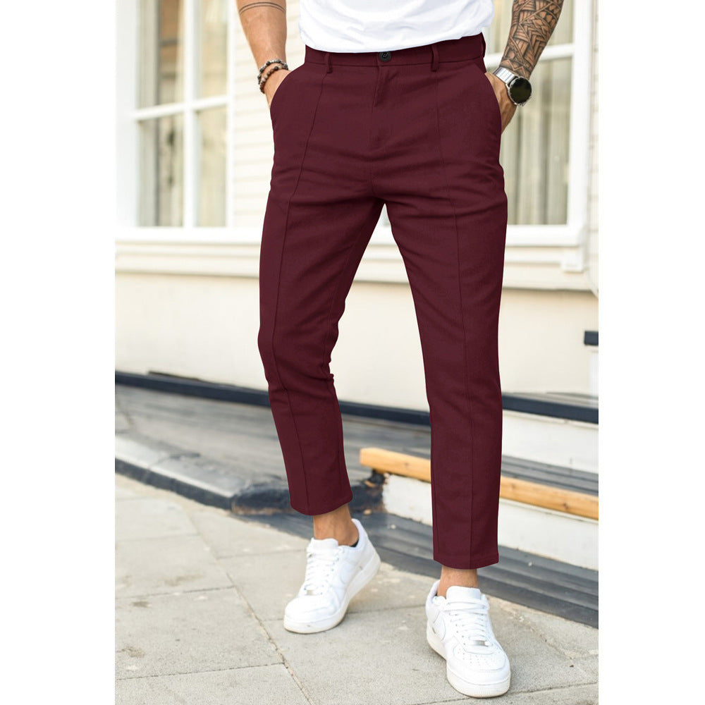 Frank – Pantalon de Costume Confortable pour Homme avec Double Ligne de Pli en Uni