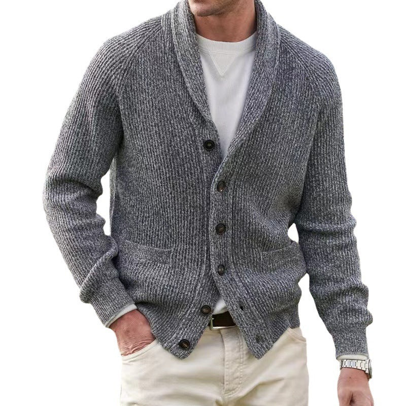Neil – Cardigan Homme à Plusieurs Boutons en Tissu Épais