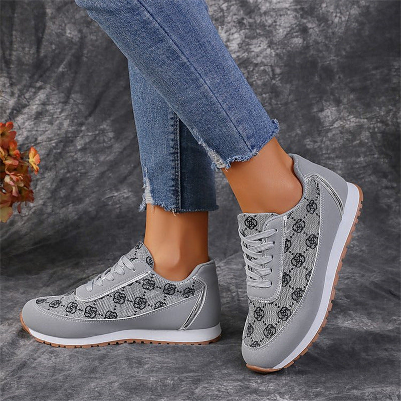 Diana – Baskets à Lacets Motif Fleuri Léger Respirant Femme