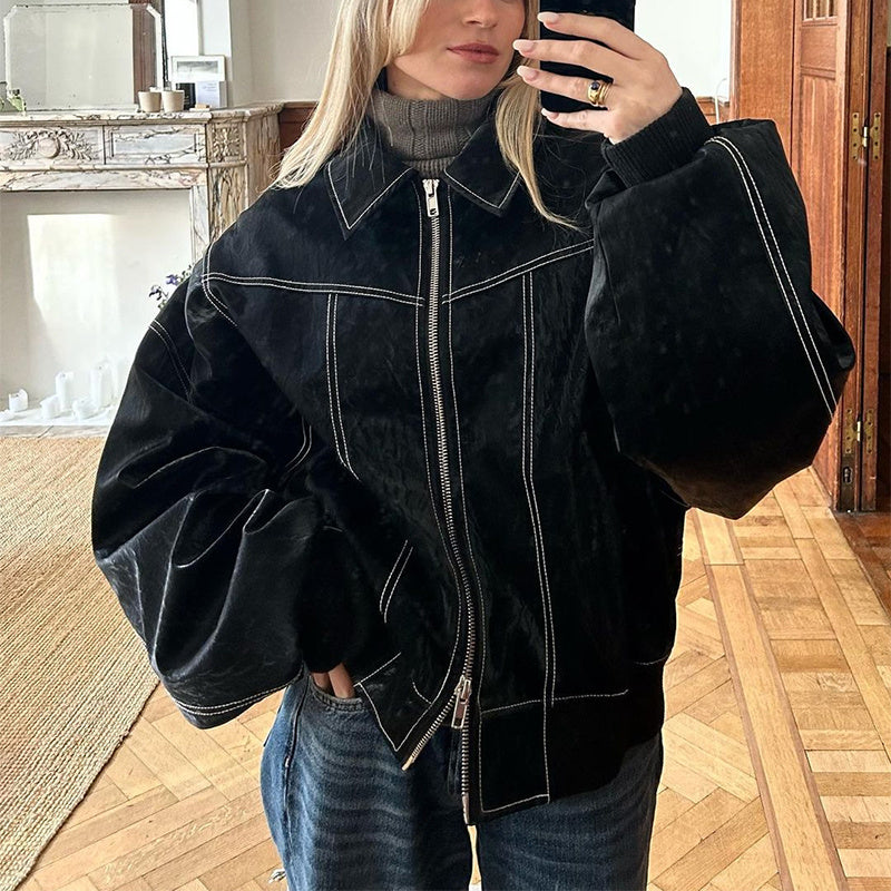 Heather – Veste Décontractée pour Femme avec Revers et Fermeture Éclair