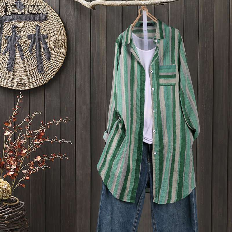 Ruth – Blouse ample avec col à revers rayé pour l'automne