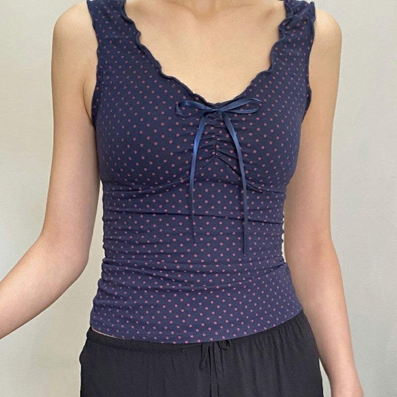 Grace – Top en maille sans manches à pois