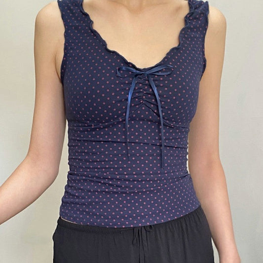 Grace – Top en maille sans manches à pois